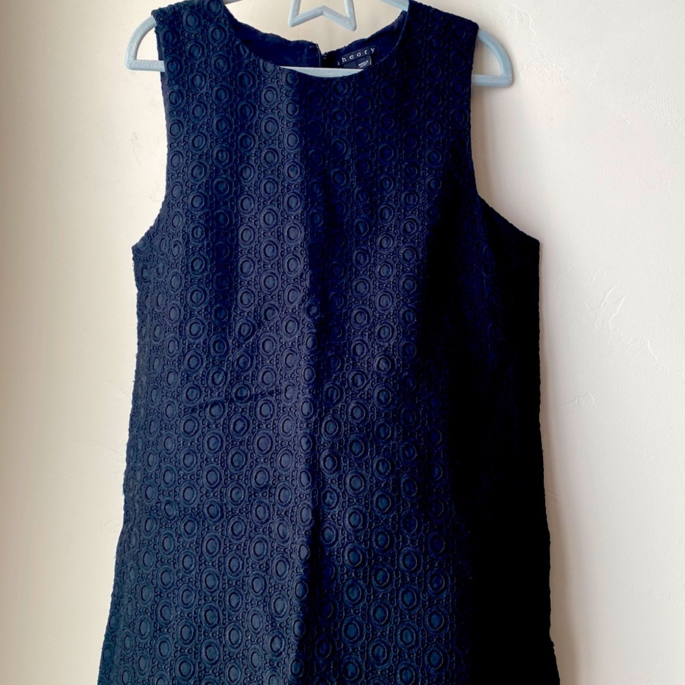Black eyelet sleeveless Theory LBD